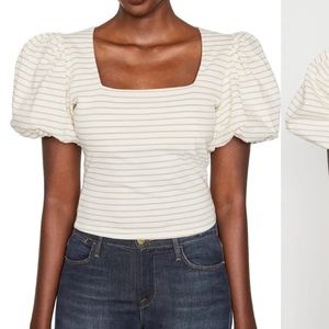 FRAME Nina Puff Sleeve Knit Top